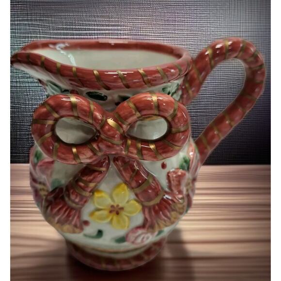 Fitz and Floyd Father Christmas Sugar Bowl with Lid and Spoon and Creamer Set - Picture 3 of 8